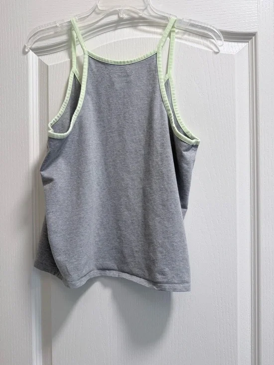 Vans Gray Crop Top Tank with Light Green Trim - Picture 3 of 5